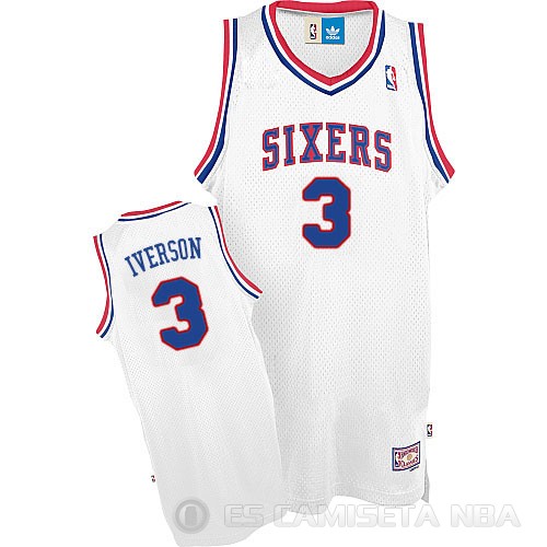 Camiseta Allen Iverson #3 Philadelphia 76ers Retro Blanco - Haga un click en la imagen para cerrar